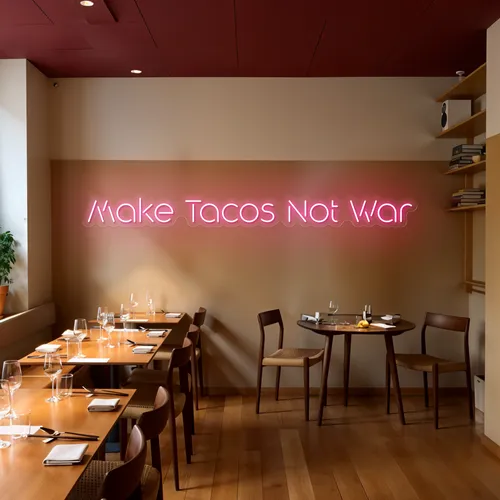 Mouthwatering "Make Tacos Not War" Neon Sign