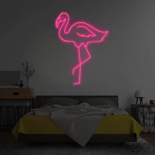 Single Flamingo Vertical Neon Sign - All Signs Today