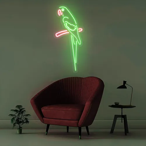 Green Parrot Vertical Neon Sign - All Signs Today