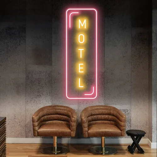 Motel Vertical Neon Sign - All Signs Today