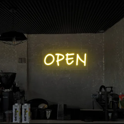 Open Neon Sign (small handwritten style) - All Signs Today