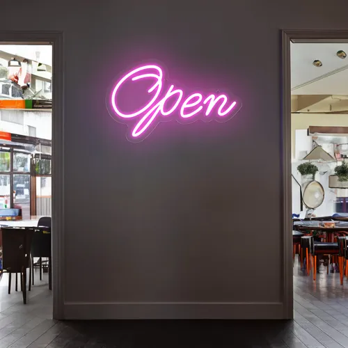 Open Script Neon Sign - All Signs Today