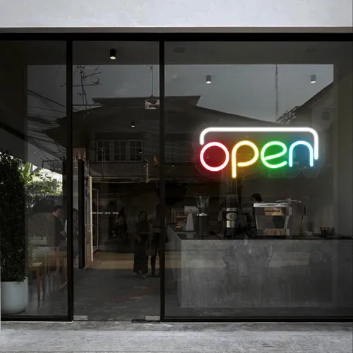 Open Multicolor Neon Sign - All Signs Today