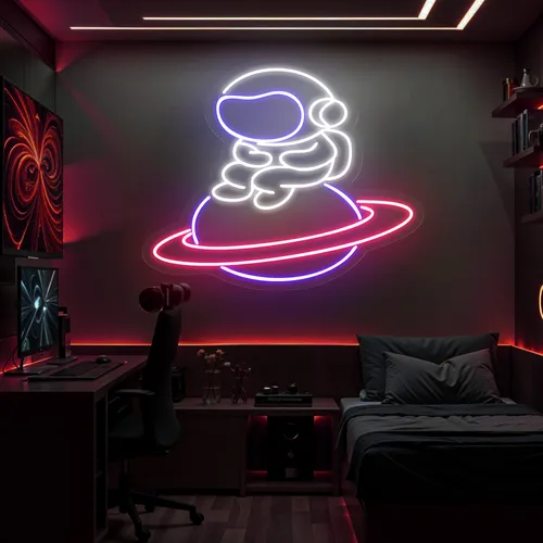 Astronaut In Saturn Neon Sign - All Signs Today