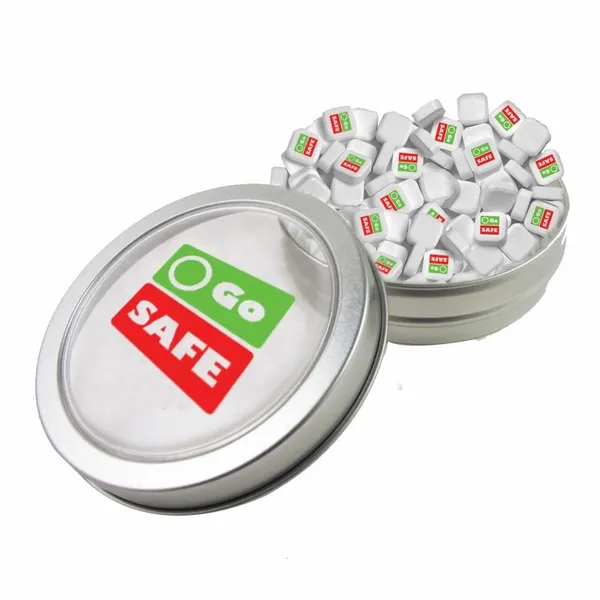 Small Top View Tin - Imprinted Square Mints - All Signs Today