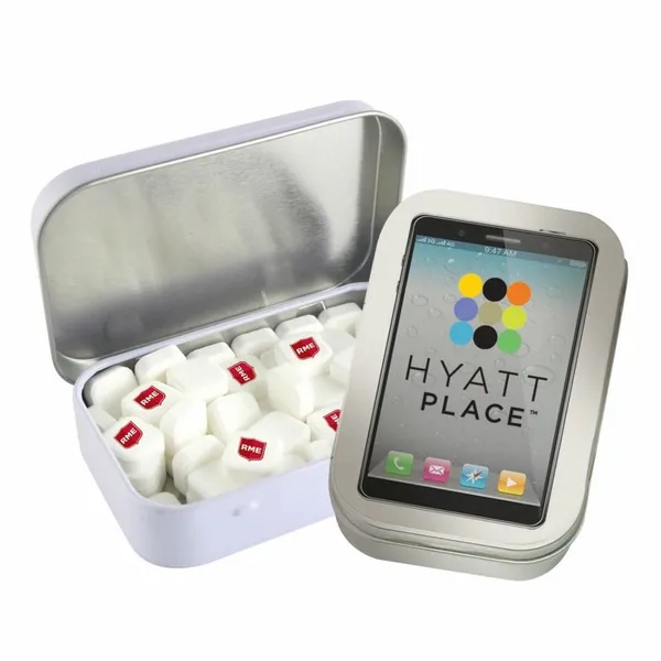 Rectangular Tin with Imprinted Square Mints - All Signs Today