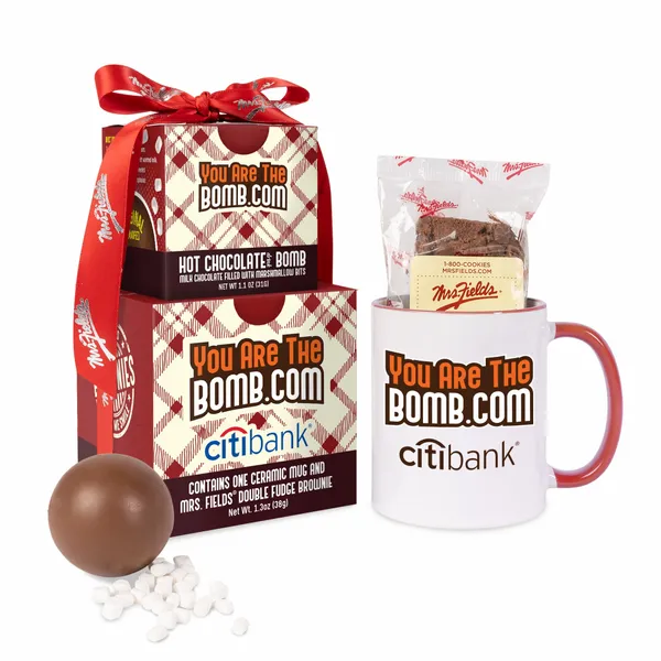 Mrs. Fields Mug, Brownie, Hot Chocolate Bomb Gift Set - All Signs Today
