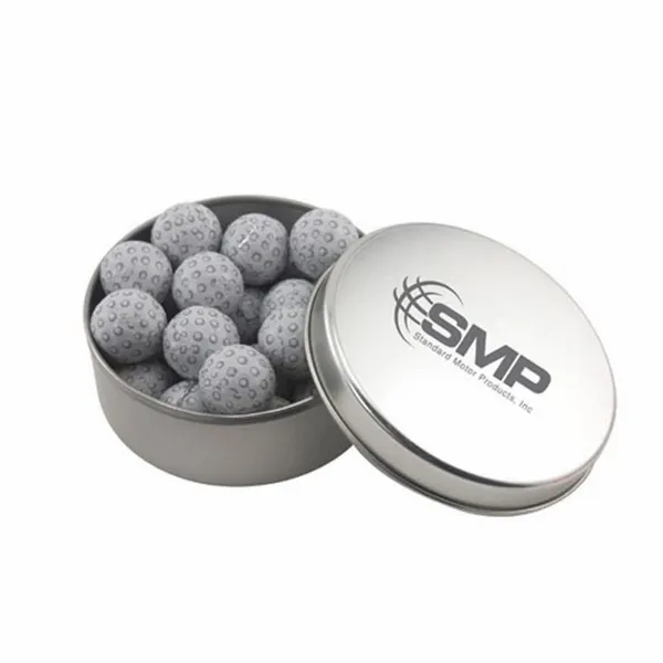 Round Tin with Chocolate Golf Balls - SBF3000 - All Signs Today