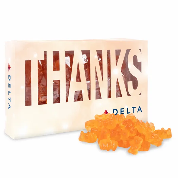 Thanks Die Cut Box with Champagne Gummy Bears - All Signs Today