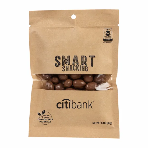 FairTrade Milk Chocolate Raisins in Compostable Kraft Pouch - All Signs Today