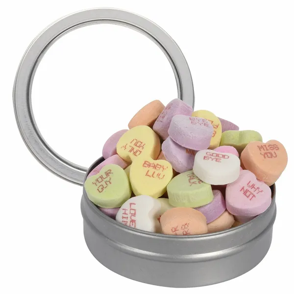 Short Round Tin with Conversation Hearts - All Signs Today