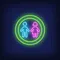 Boy & Girl Silhouettes Circle Neon Sign - All Signs Today