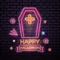 Pink Halloween Coffin Cross Neon Sign - All Signs Today