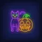 Scary Pumpkin Cat Neon Sign - All Signs Today