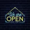 We Are Open Blue and Yellow Neon Sign - All Signs Today