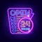Retro Open 24 Hours Neon Sign - All Signs Today