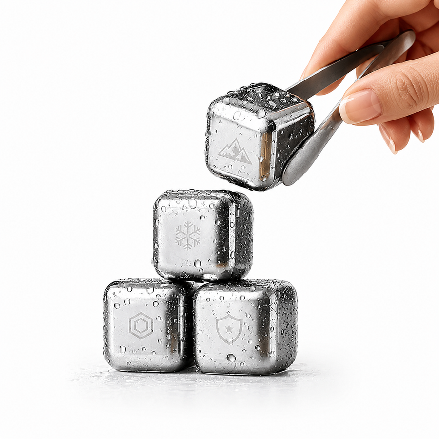 Silver Stainless Steel Ice Cubes - All Signs Today