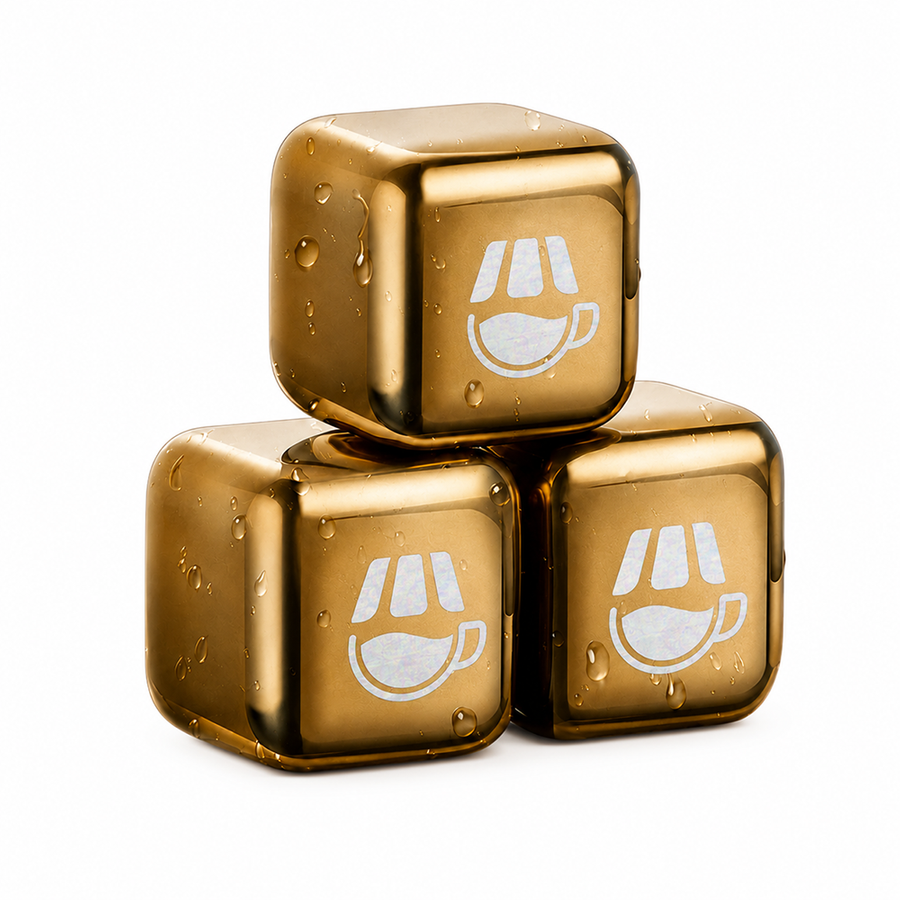Gold Stainless Steel Ice Cubes - All Signs Today