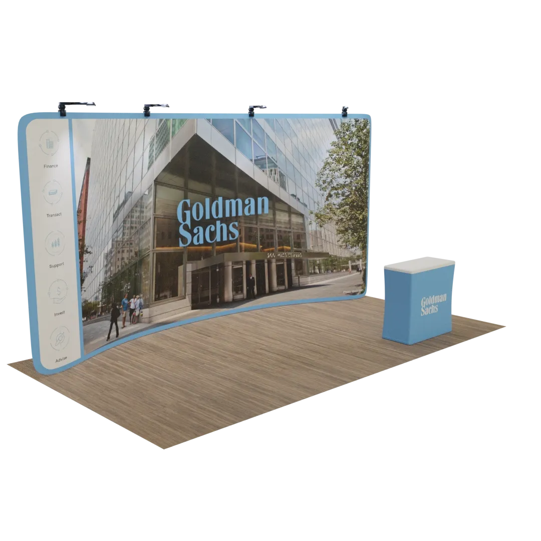 Custom Curved Zip Up Trade Show Display 20' x 8' - All Signs Today